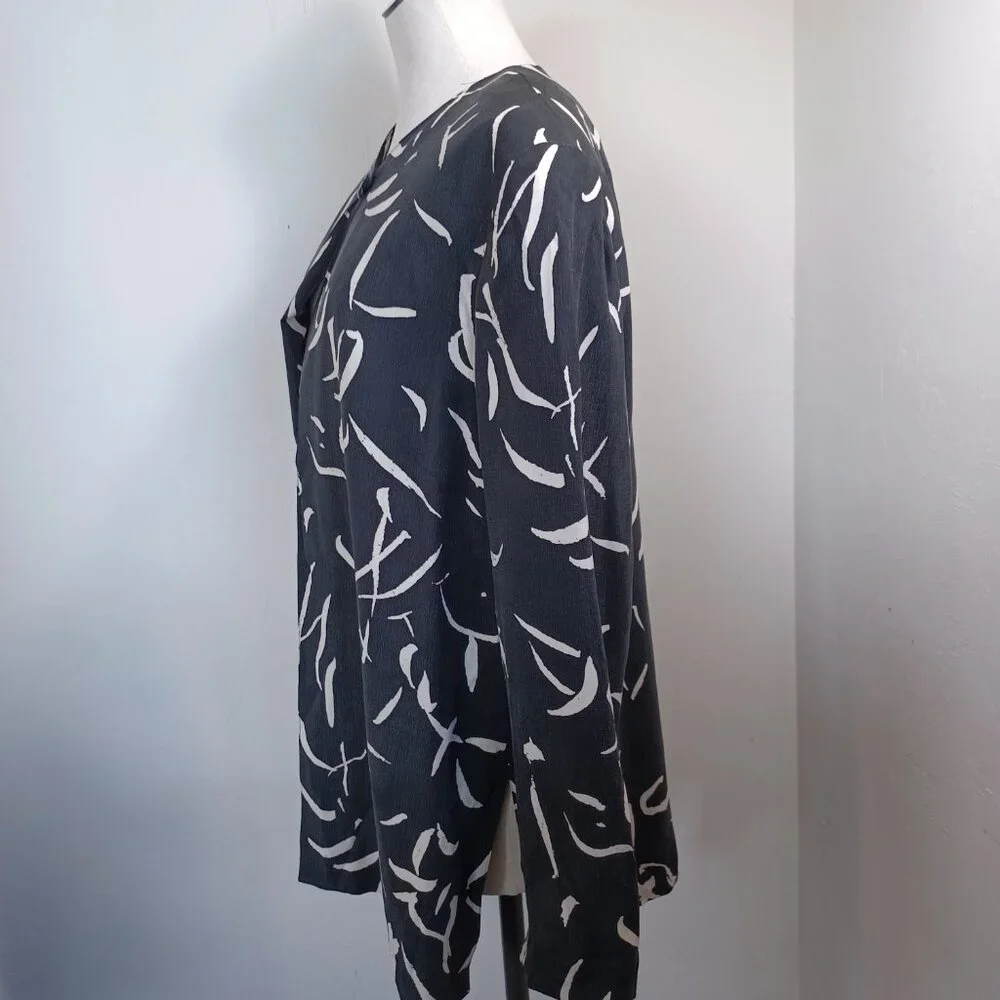Doncaster Blazer Jacket Black Cream Abstract Print One Button‎ Lined Womens 16
